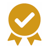 آیکن نشان طلایی با تیک؛ نشان‌دهندهٔ کیفیت و استاندارد